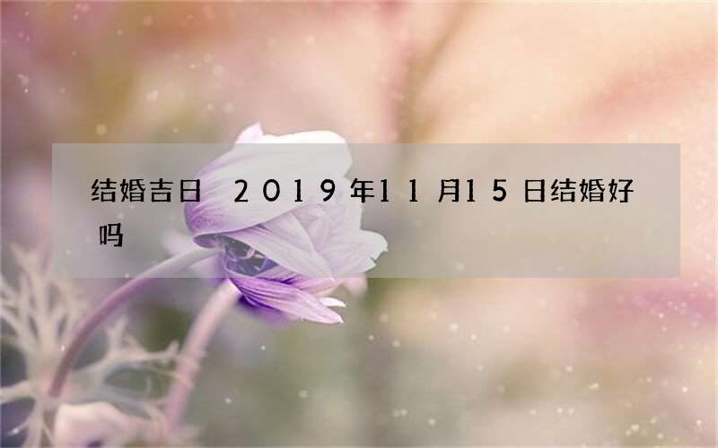 结婚吉日 2019年11月15日结婚好吗